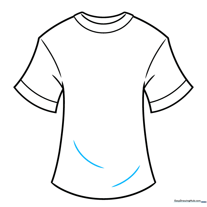 Adding final fold lines to the bottom of the T-shirt for a realistic finish.