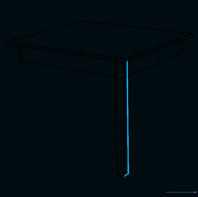Adding a side plane to the table leg to create a three-dimensional effect.