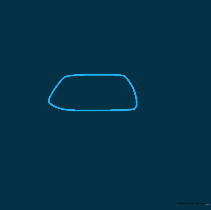 A light pencil sketch of an irregular curved shape representing the top turret of a tank.