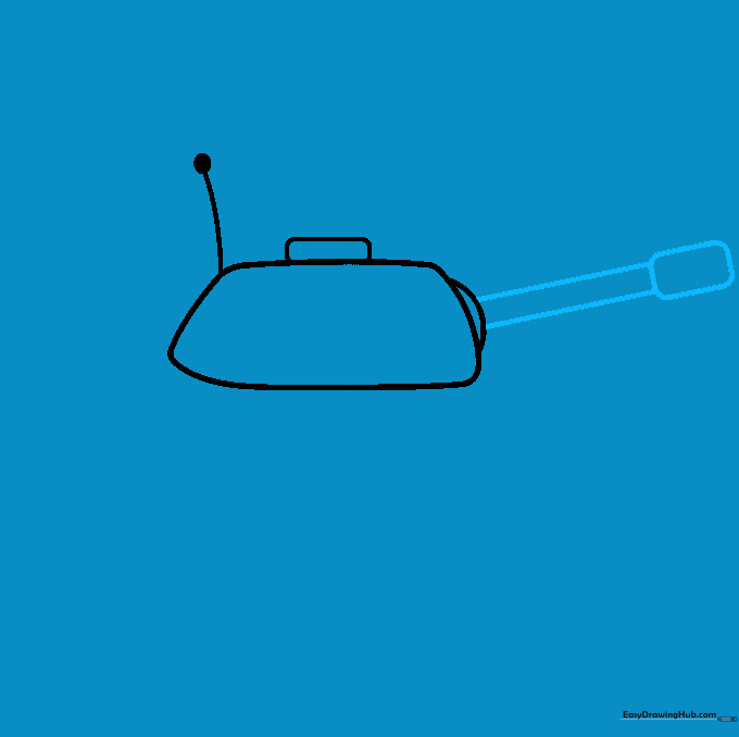 The tank turret with a long, rectangular gun barrel attached to the front.