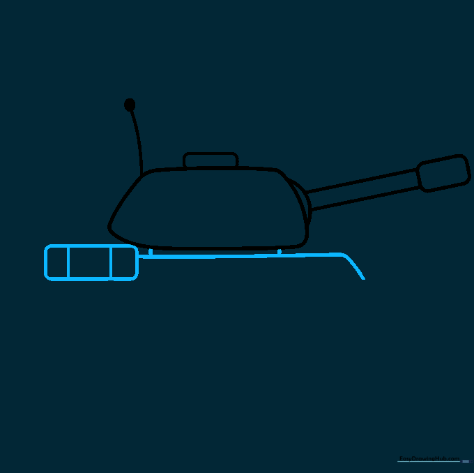 The tank body taking shape with engine vents drawn behind the turret.