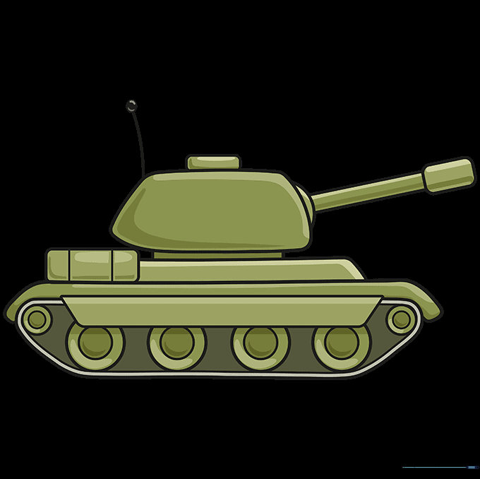 A fully colored, cartoon-style tank with camouflage shading.