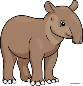 A vibrant, finished drawing of a cute tapir, perfect for kids to use as a reference.