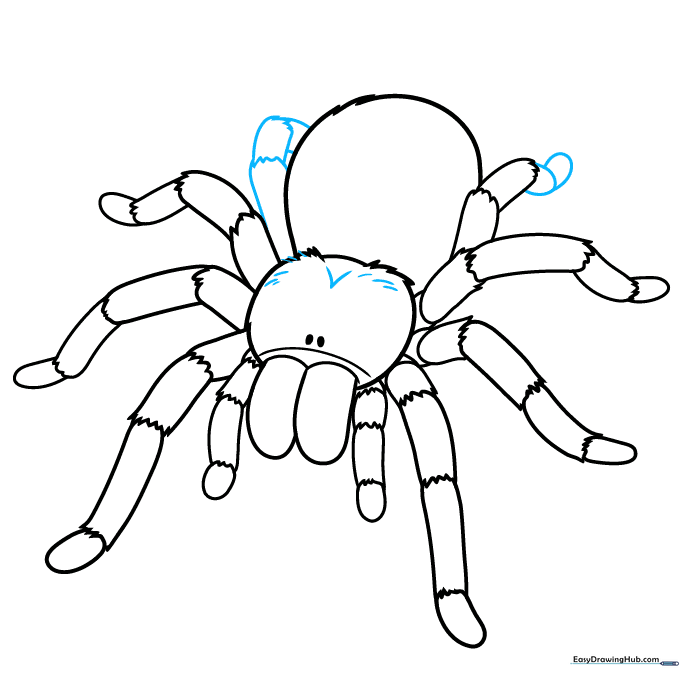 Adding the final eighth leg and texture details to the spider's back.