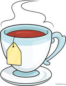 Finished, colored tea cup drawing with steam