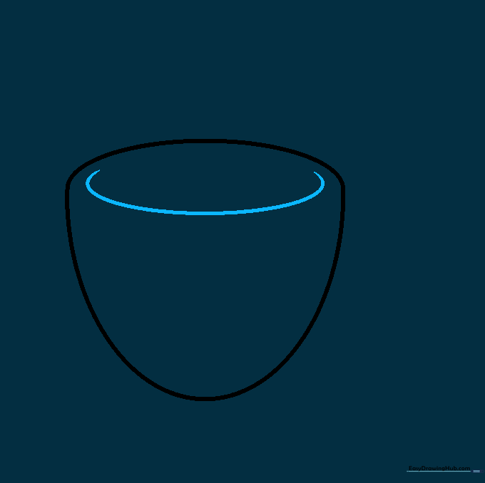 Adding a curved line to the top of the tea cup sketch