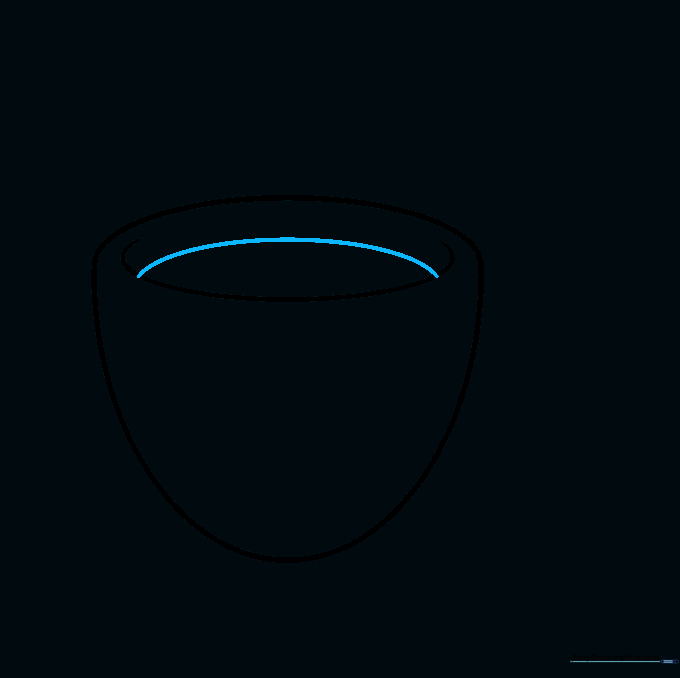 Drawing the surface level of the tea inside the cup