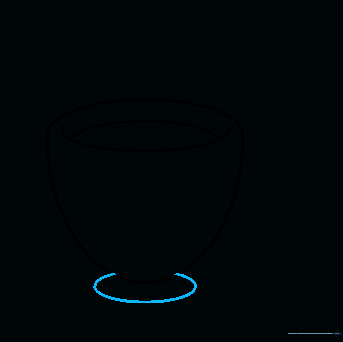 Sketching the base or foot of the tea cup