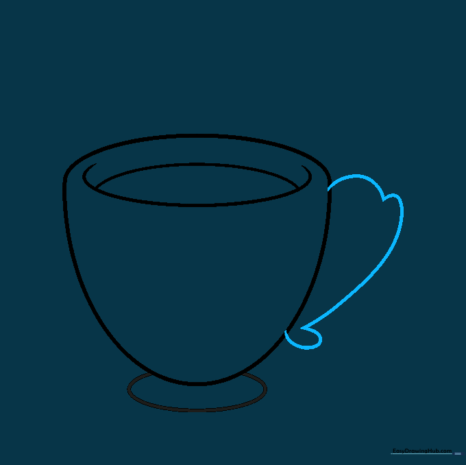 Drawing the outer curve of the tea cup handle