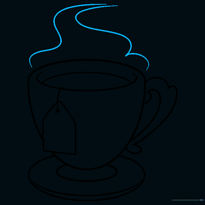 Adding steam clouds rising from the tea cup