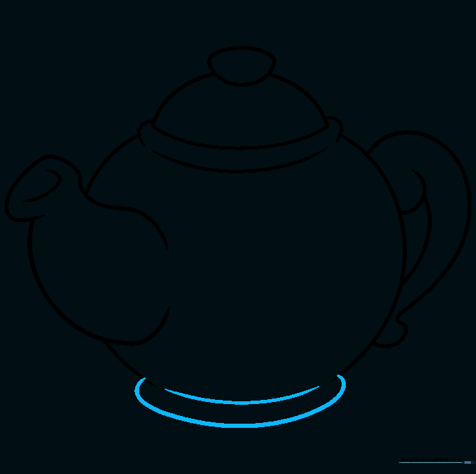 Closing the bottom of the teapot with a curved base line.