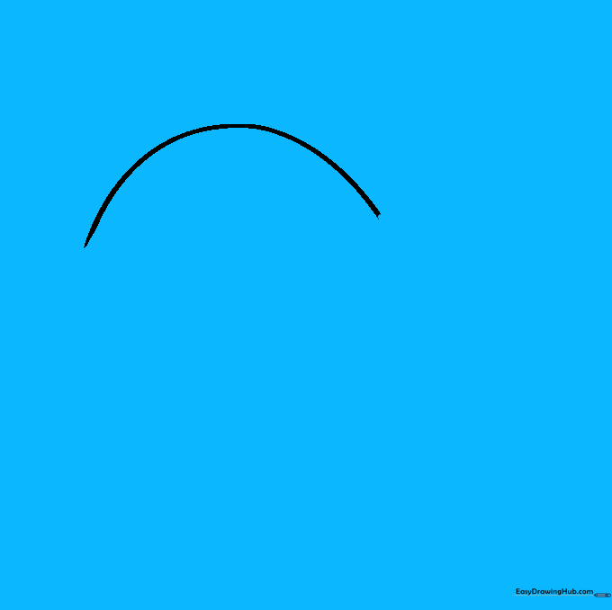 Pencil outline completing the rounded jaw and chin of the turtle character.