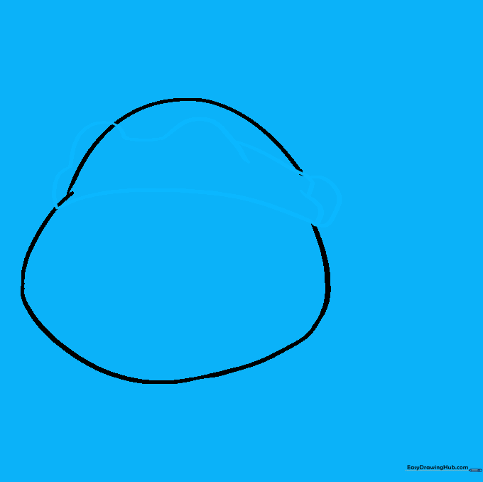 Drawing the horizontal mask band with two distinct eye-socket humps.