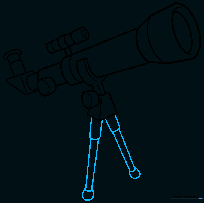 Drawing the first two legs of the tripod stand.