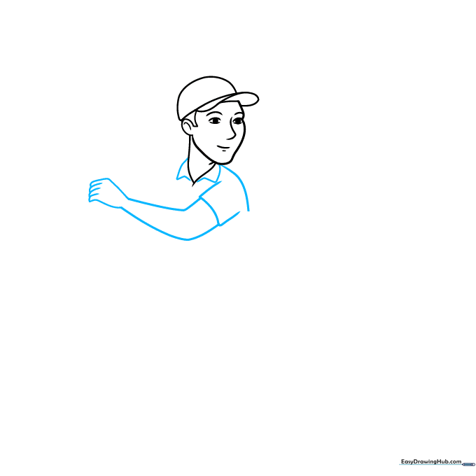 Constructing the upper body, shoulders, and arm structure of the tennis player.