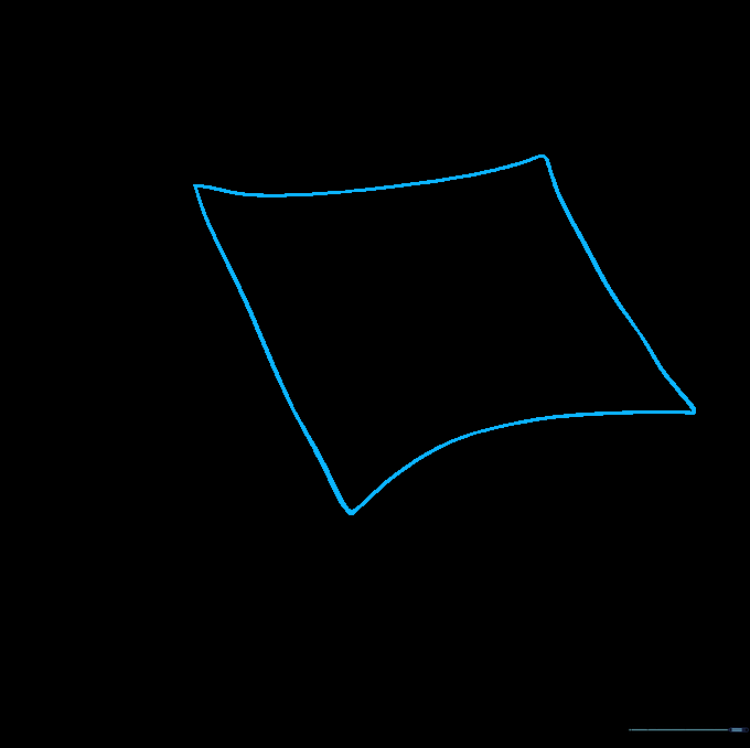 A light pencil sketch showing the initial rectangular side profile of a camping tent.