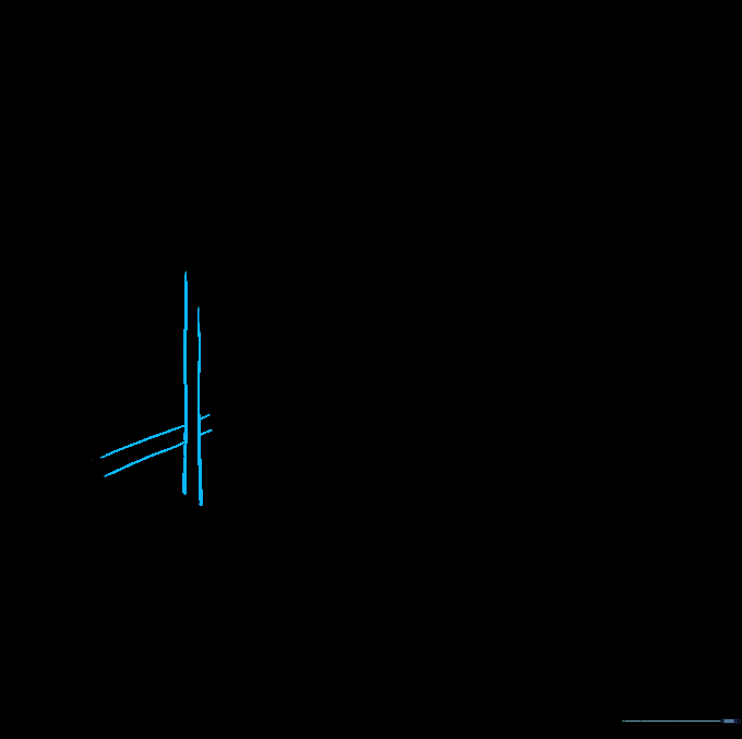 Drawing the internal support poles using parallel lines for structural detail.