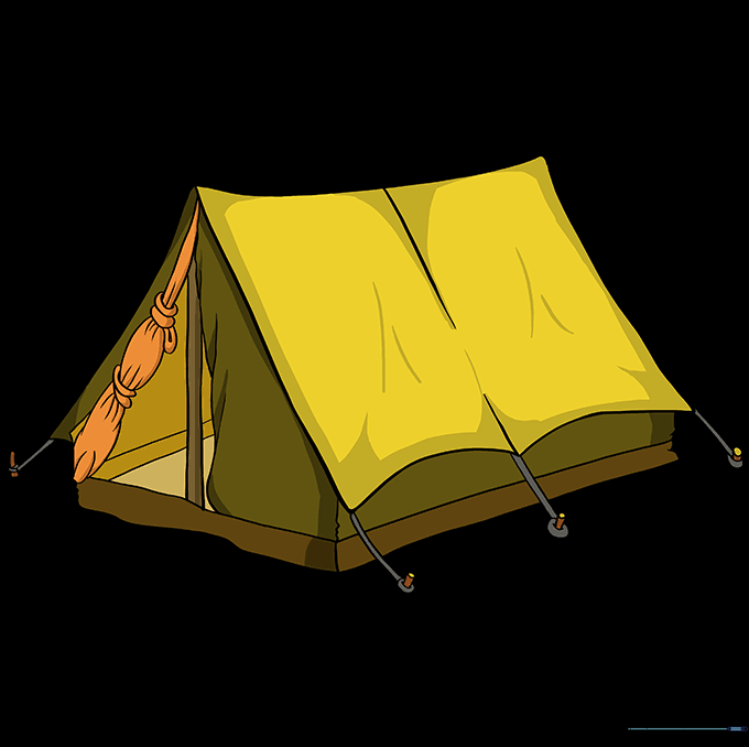 A fully colored, vibrant camping tent drawing.