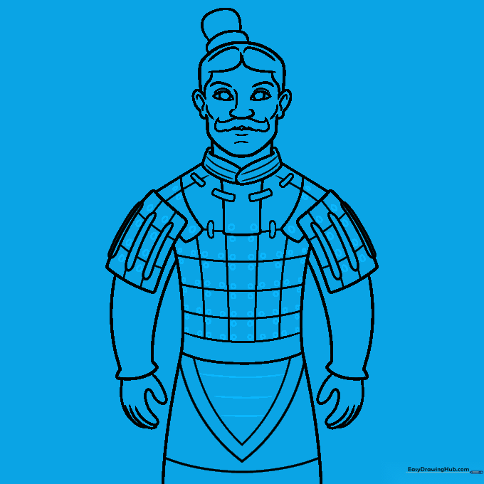 Adding small circular rivets to the armor plates for detail.