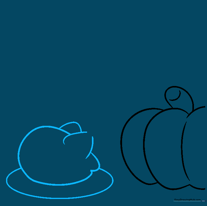 Drawing the outline of a turkey body and drumsticks