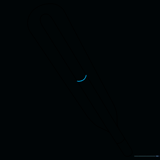 A horizontal line drawn across the tube to indicate the liquid level.