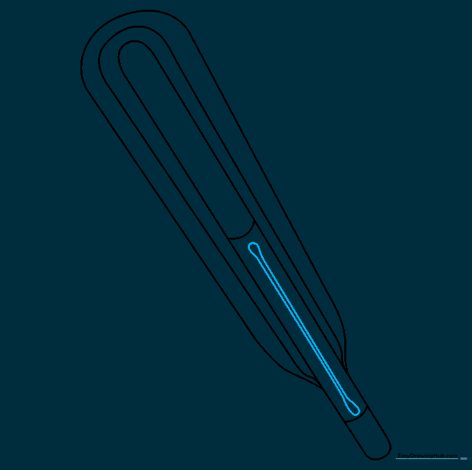 Drawing small parallel lines on the tube to create a glass reflection effect.
