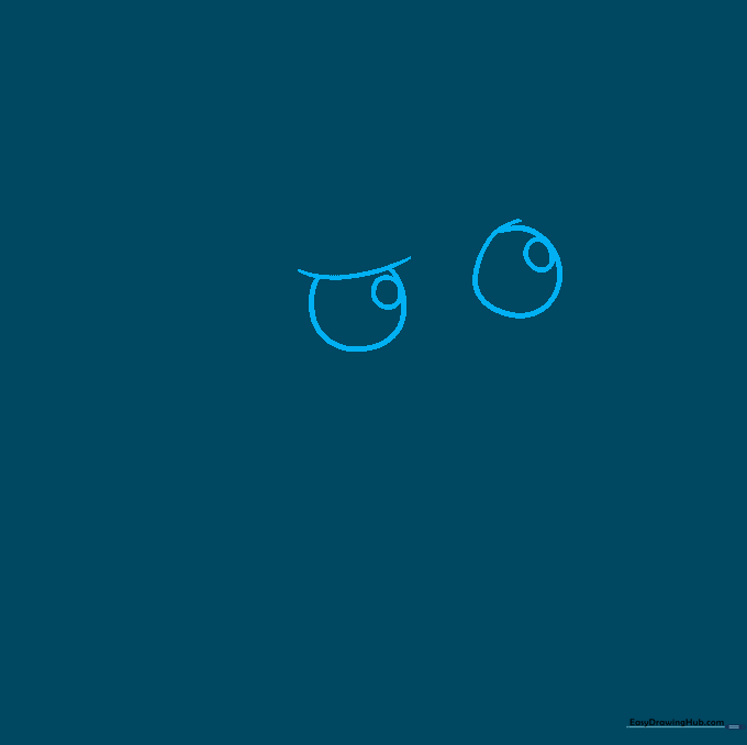Close-up sketch of two eyes with furrowed brows indicating a thinking expression.