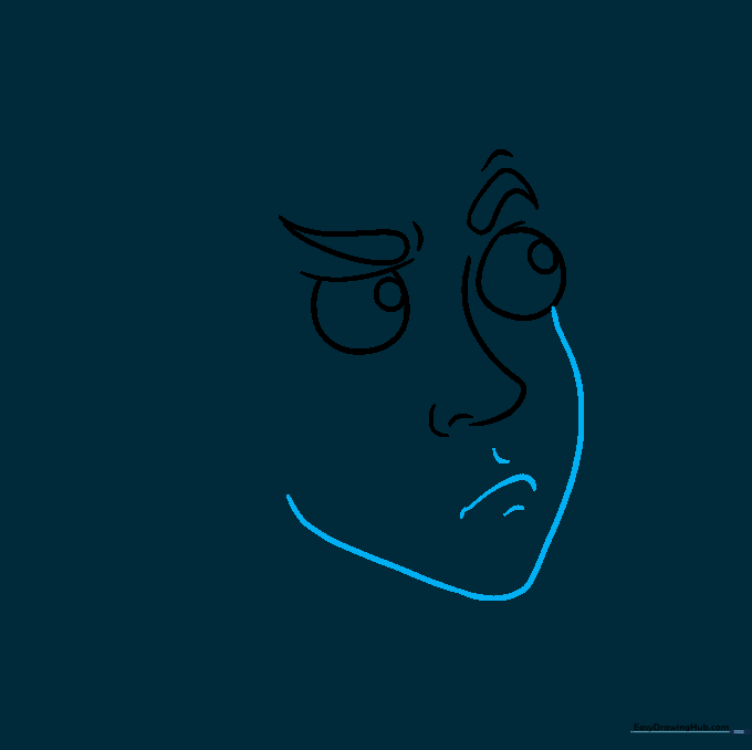 Sketch of the lower face profile, focusing on the jawline and a thoughtful mouth expression.