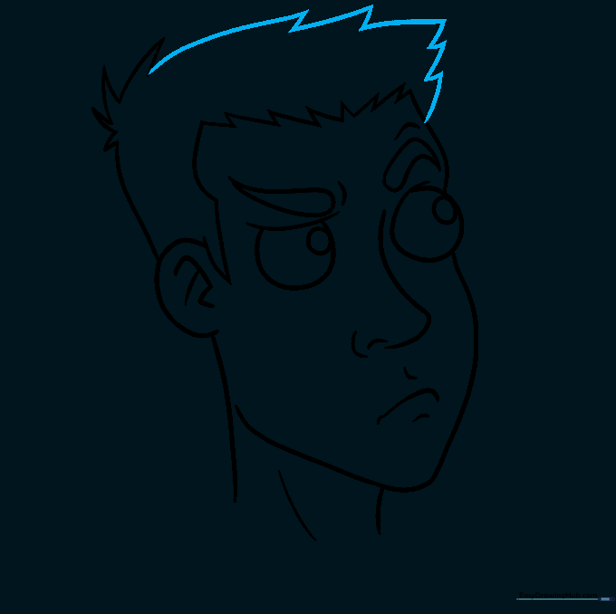 Completed hair outline surrounding the character's head.
