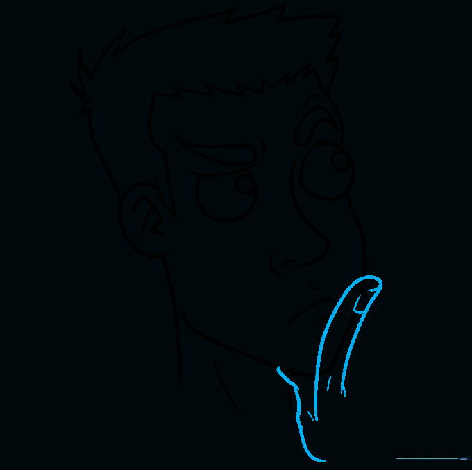 Sketching a hand resting thoughtfully against the character's chin.