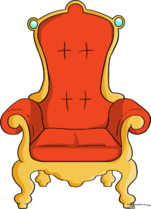 A finished, colorful drawing of a majestic throne, perfect for a royal art project.
