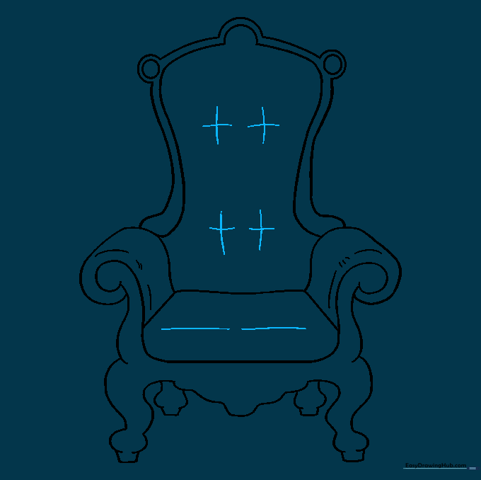 Adding detail lines to the cushions to indicate fabric folds and texture.