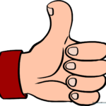 A completed, colored illustration of a thumbs up sign, perfect for beginners.