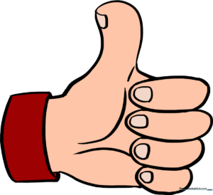 A completed, colored illustration of a thumbs up sign, perfect for beginners.