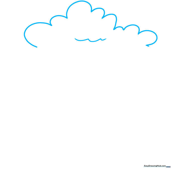 Pencil sketch of a single fluffy cloud outline for a thunderstorm drawing.