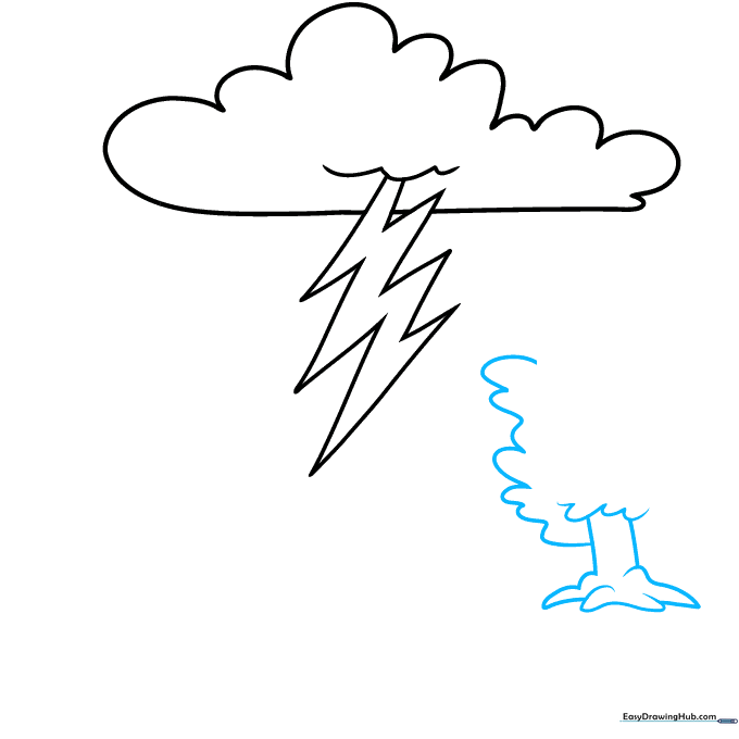 Drawing the base of a tree with a trunk and root structure.