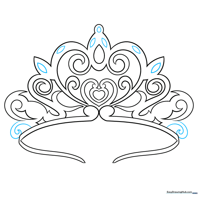 Adding teardrop and double-pointed gemstone shapes to the tiara.