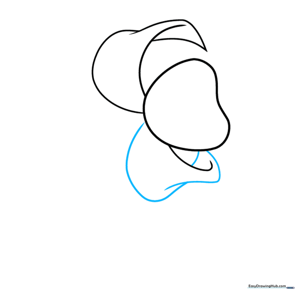 Drawing the third petal of the tiger lily using overlapping curved lines.