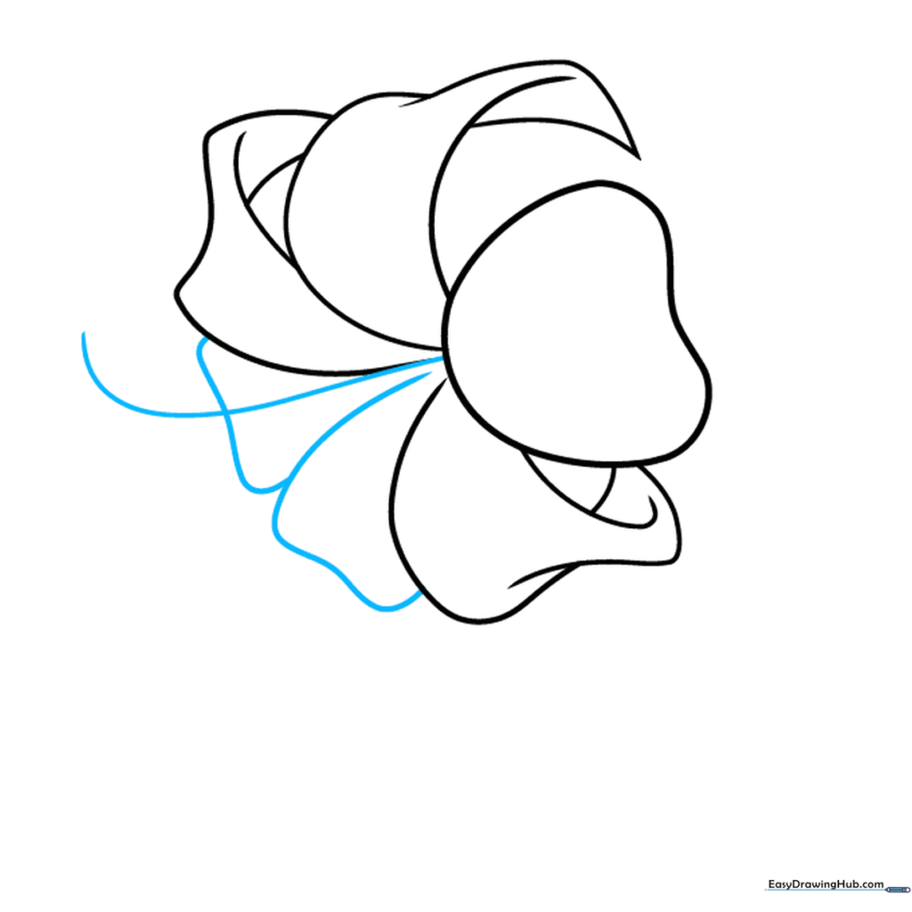Drawing the final petals and the start of the central stamen for the tiger lily.