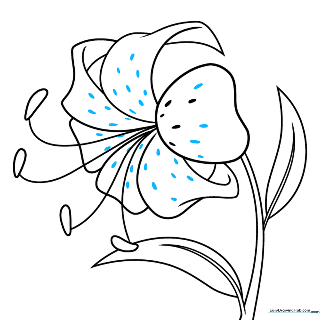 Adding the final spotted texture to the tiger lily petals.
