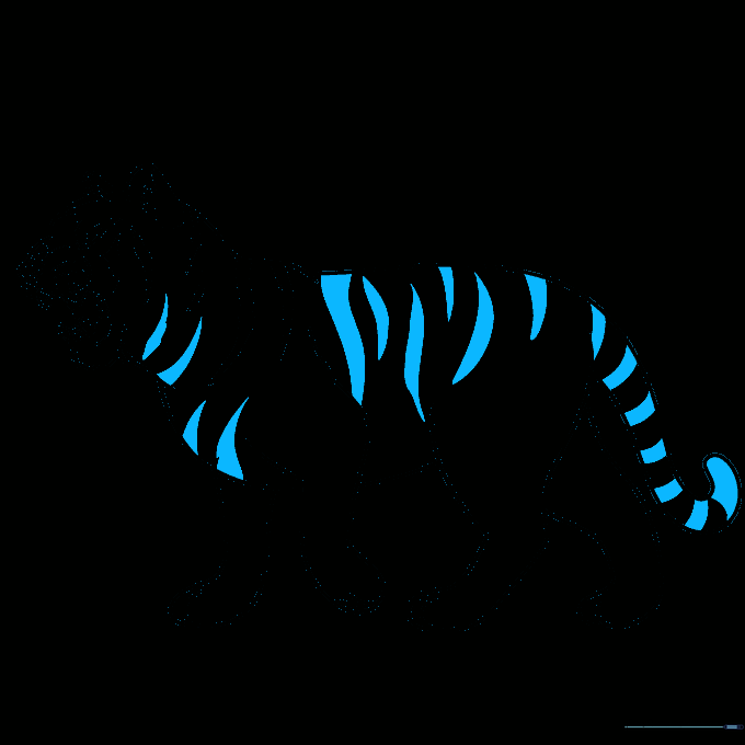 Adding more stripes to the tiger's back, chest, and tail.
