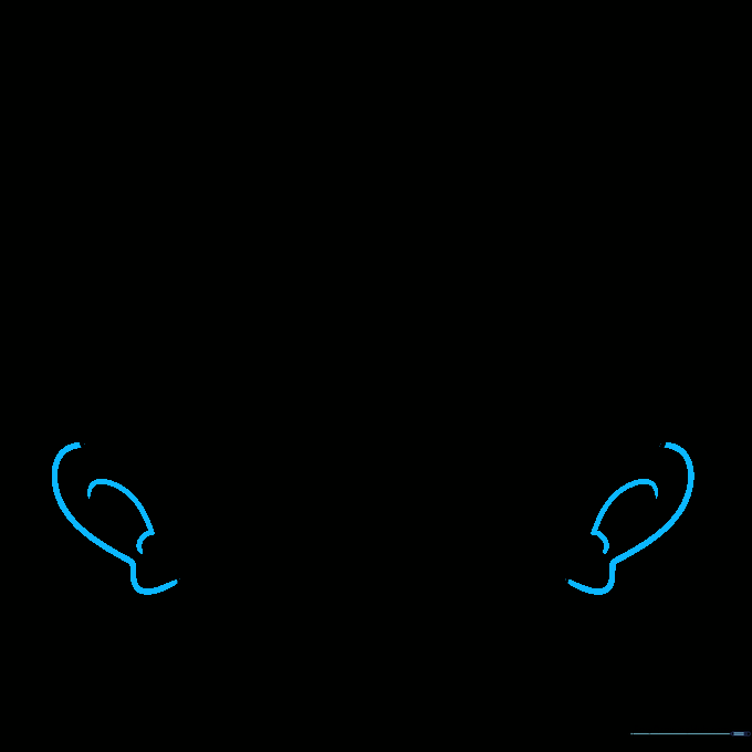 Drawing of ears added to the sides of the head with inner ear contours.