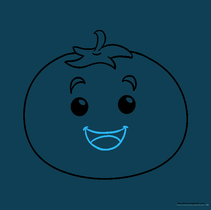 A happy, smiling mouth added to the tomato character.