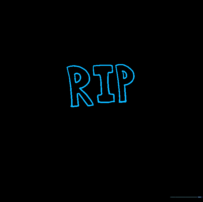 Adding the letters 'RIP' in a block font on the front of the tombstone.