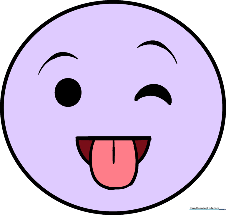 A colorful, finished tongue-out emoji drawing
