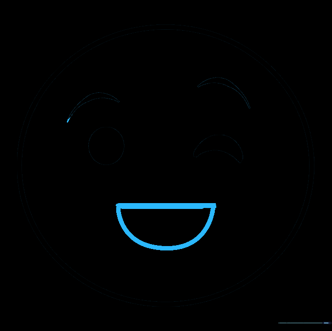 Drawing the mouth as a semi-circle shape on the emoji face