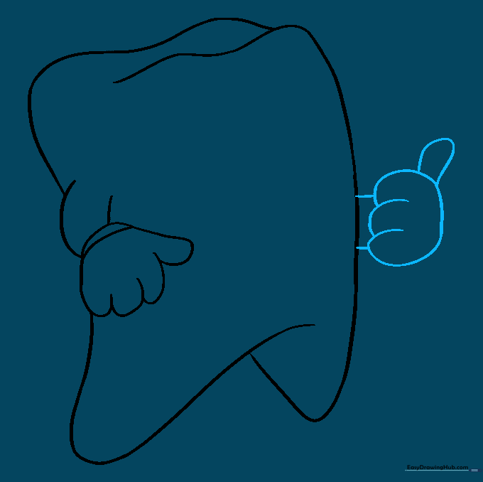 Sketch showing the addition of a second arm and gloved hand.