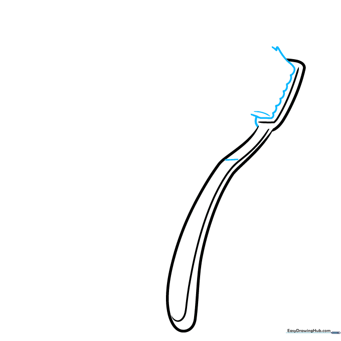 Detailing the toothbrush bristles with curved lines and adding a neck separator.