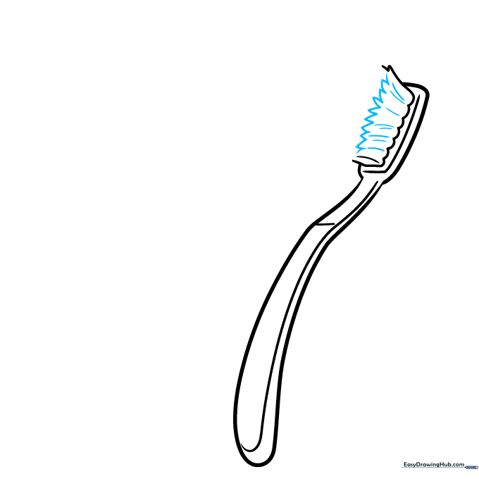 Adding jagged lines to the top of the bristles to create a realistic texture.
