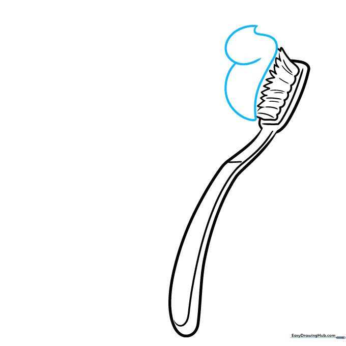 A spiral shape drawn on the toothbrush bristles to represent toothpaste.